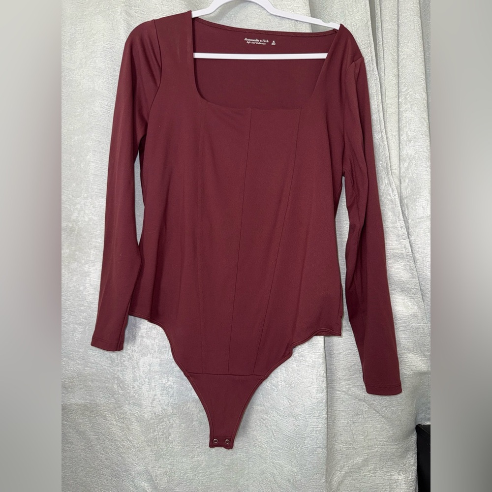Abercrombie & Fitch Maroon Square Neck Bodysuit